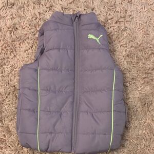 Puma Kids Vest in Gray with Neon Green Accents